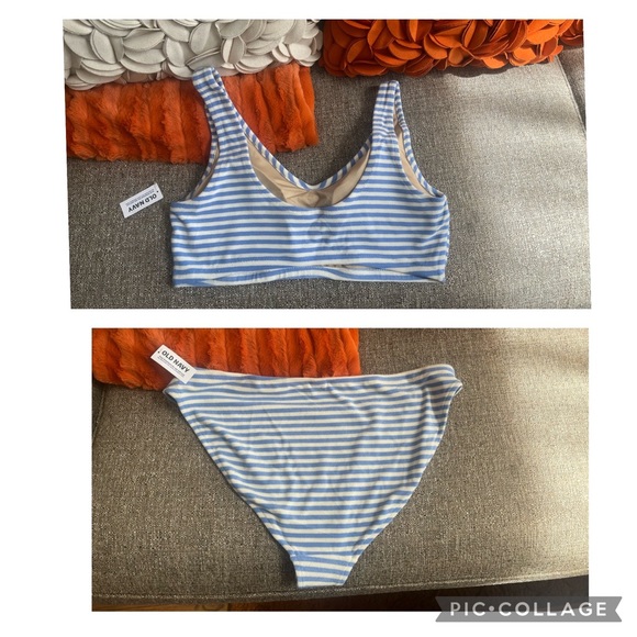 ❣️🆕Old Navy Blue & White Stripe Classic Terry Bikini❣️ - Picture 8 of 9